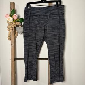 Tek‎ Gear Black White Stripe Cropped Leggings Size XX Large